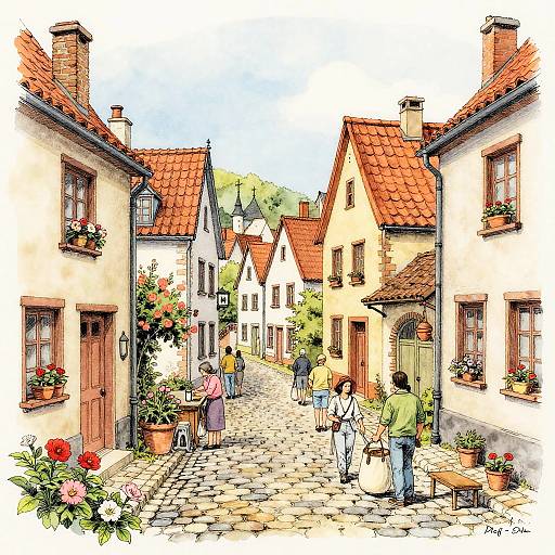 Old-World European Village Street