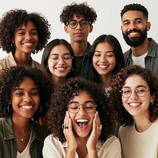 Diverse Group: Smiles, Jewelry, Glasses