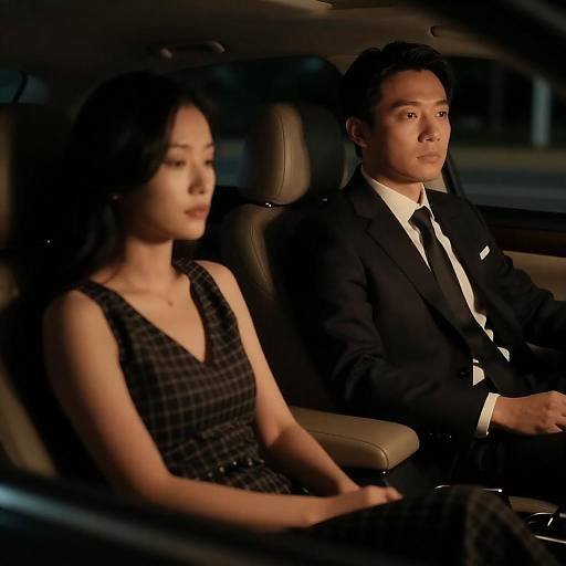 Moody Night Drive: Couple in Car