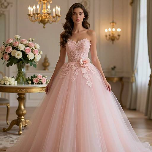 Elegant Woman in Tulle Ball Gown