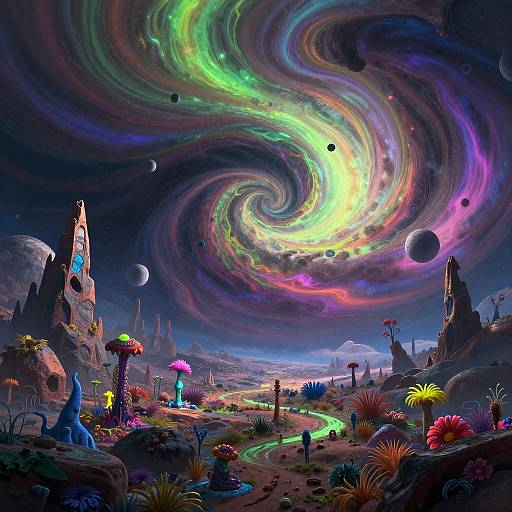 Unearthly Neon Storm Alien Landscape