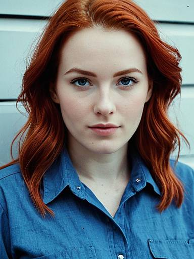 Red-Haired Woman in Summer Workwear