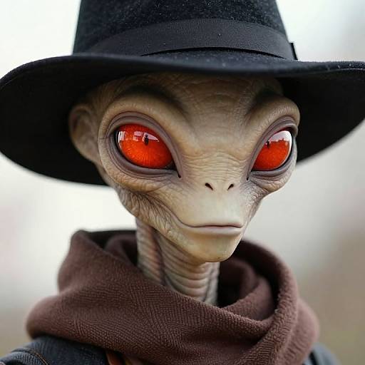 Close-Up Portrait of Noseless Alien