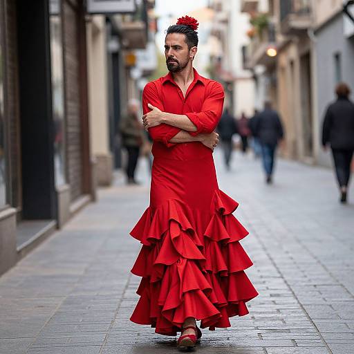 Flamenco Man in Red Attire
