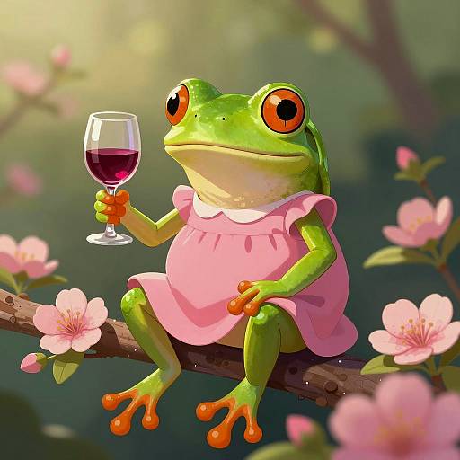 Charming Frog in Floral Wonderland