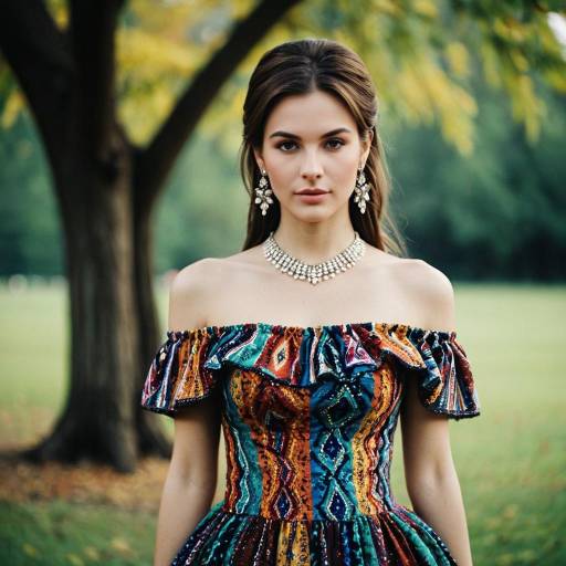 Enchanting Girl in Multicolored Costume