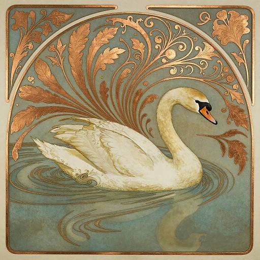 Kinetic Art Nouveau Swan Design