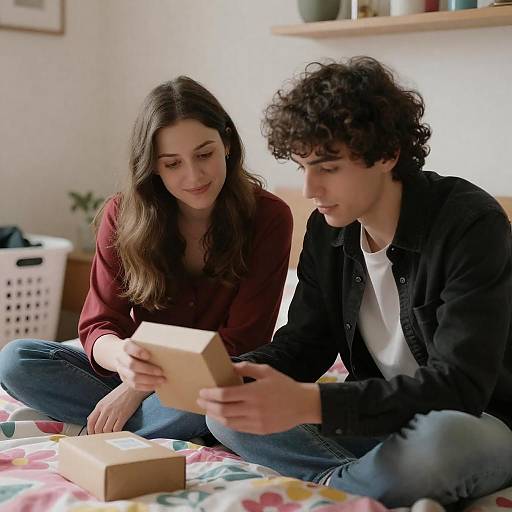 Cozy Bedroom Scene with Young Couple