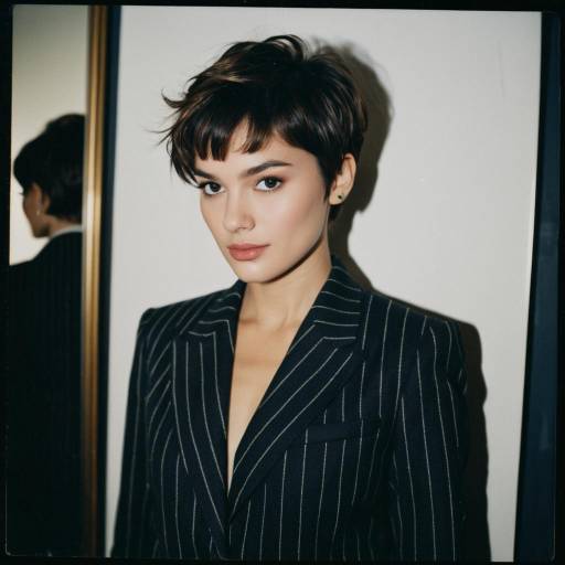 Elegant Woman in Tailored Blazer with Pixie Cut