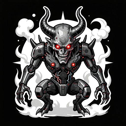 Futuristic Cyber Demon T-Shirt Design