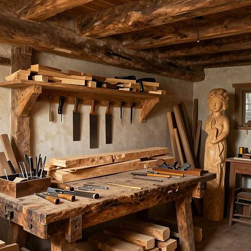 Rustic Woodshop with Vintage Tools