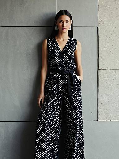 Cinematic Fashion: Geometric Dot Jumpsuit