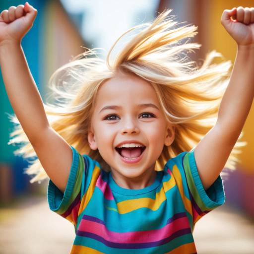 Joyful Leap of a Child with Wild Hair