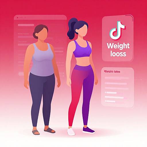 Digital illustration of two women in workout clothes against a pink gradient background, labeled 