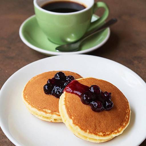 Sugary Pancakes with Berry Jam & Coffee