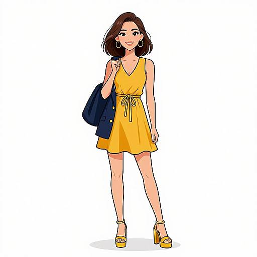Chic Woman in Mustard Mini Dress