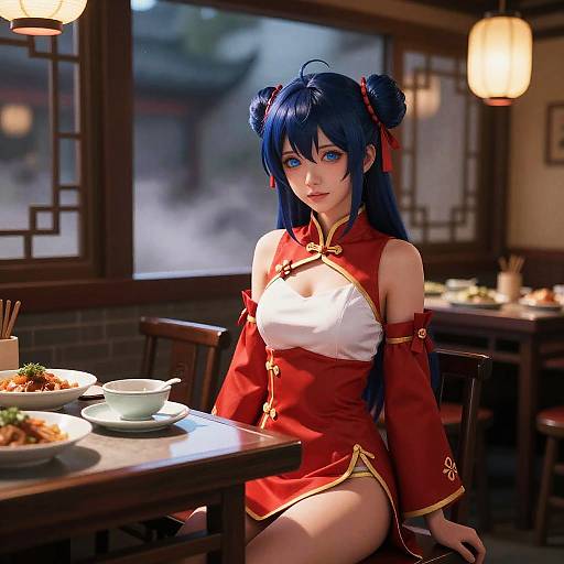 Photorealistic Portrait of Renamon Dining