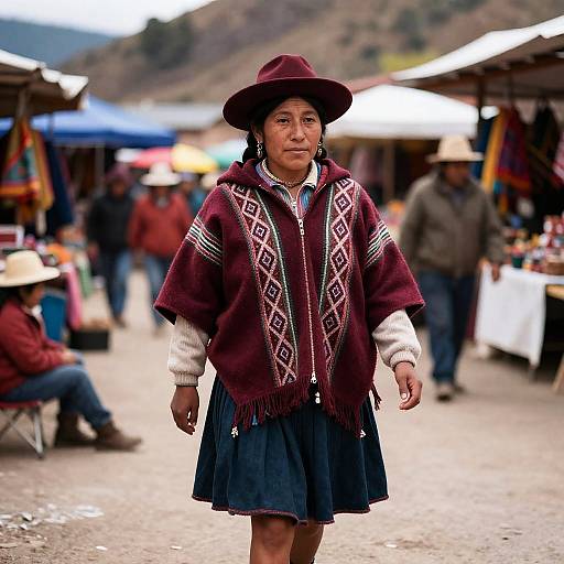 Andean Weaver in Oxblood Poncho