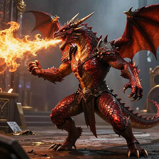 Red Dragonborn Fighter in Arena