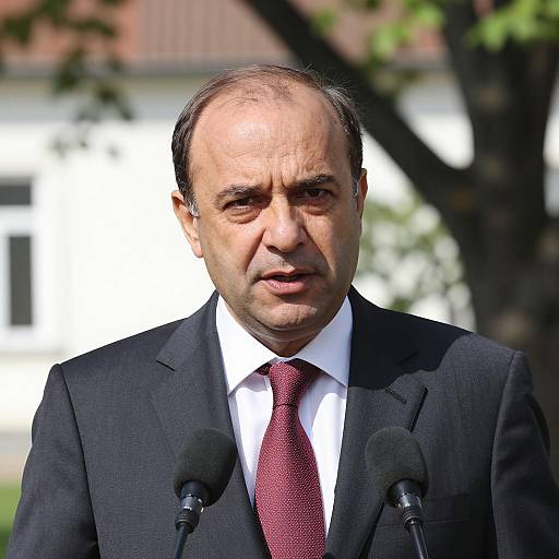 Middle-Aged Man Speaking Outdoors