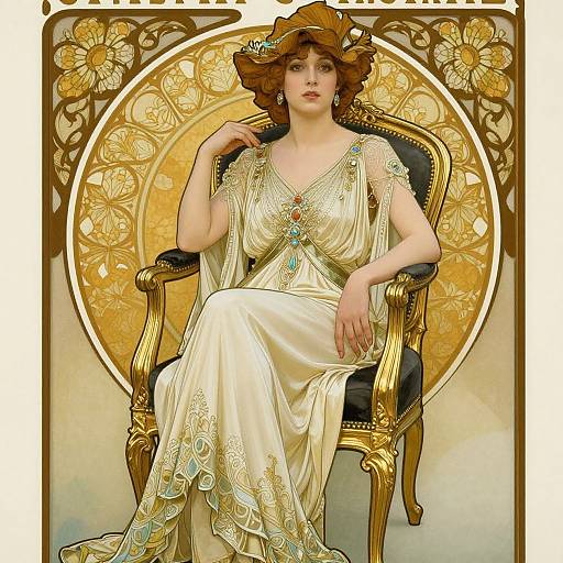 Elegant Woman in Art Deco Chair