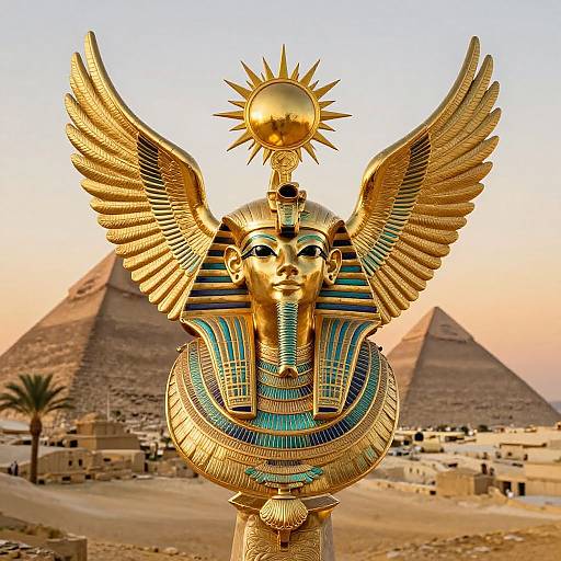 Ornate Gold Egyptian Headpiece Sunset