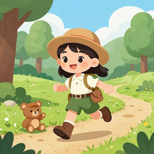Cheerful Forest Ranger Girl Illustration