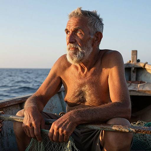 Elderly Fisherman Portrait at Golden Hour