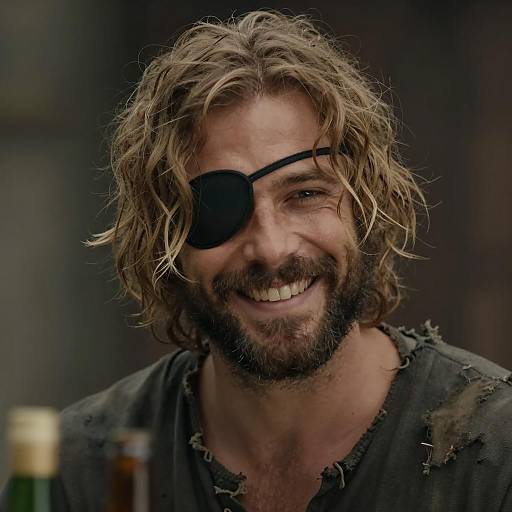 Smiling Man with Eyepatch and Beard
