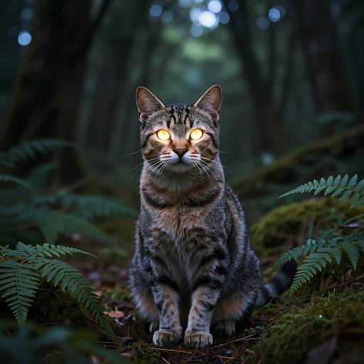 Mystical Cat in Enchanted Forest