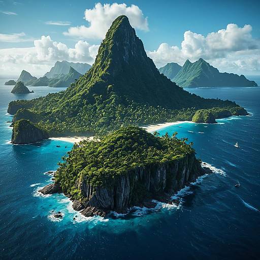 Lush Mountain Island in Ocean