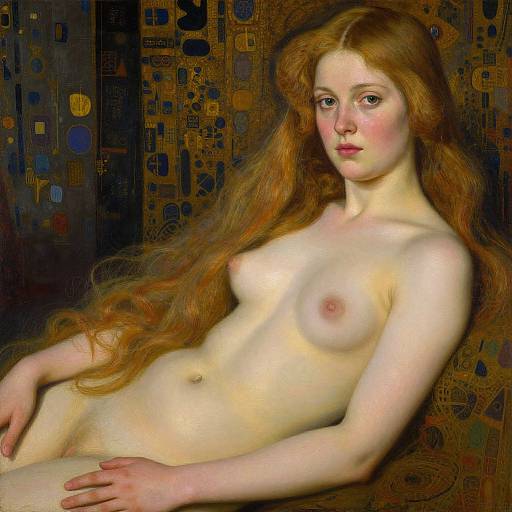 Klimt-Inspired Reclining Blonde Woman