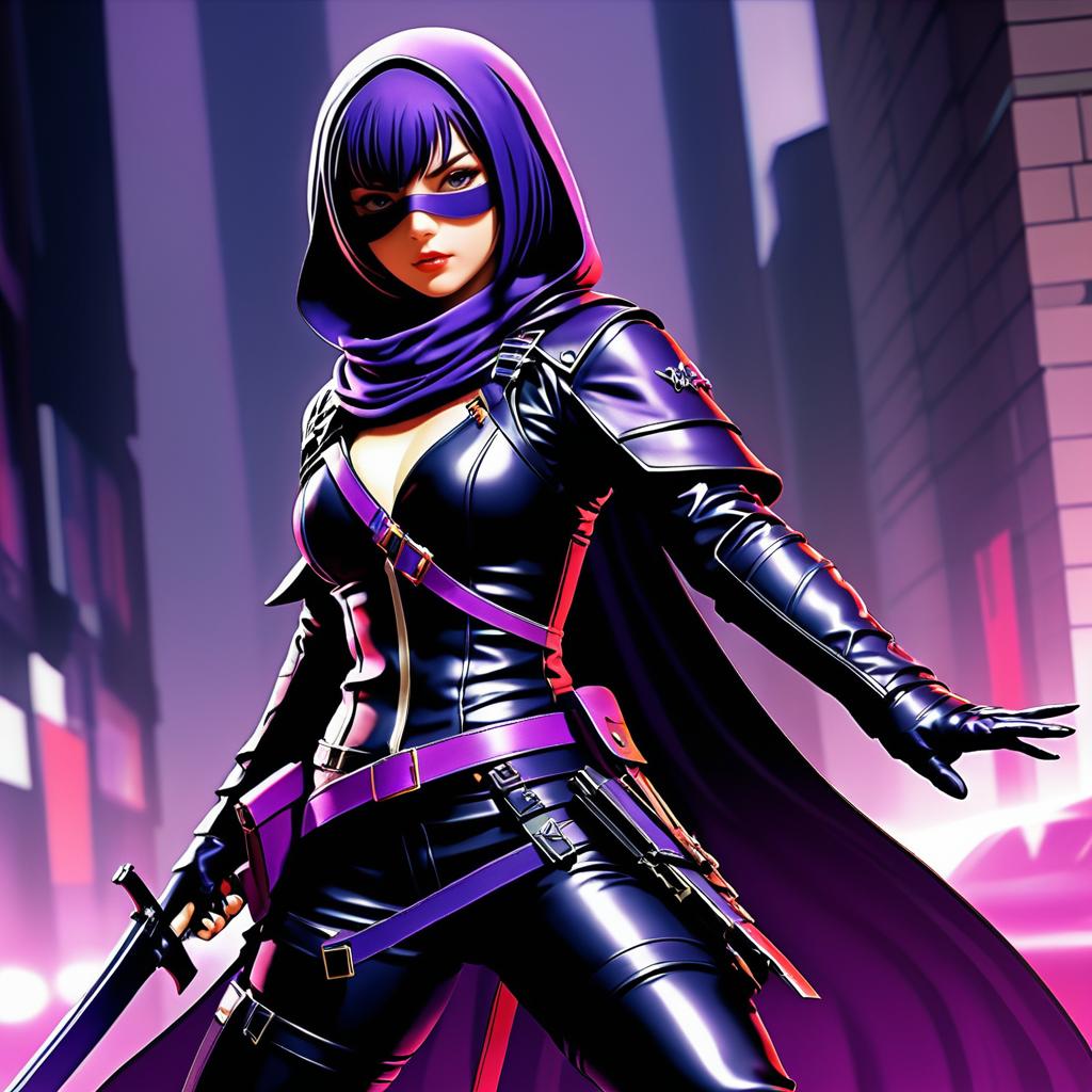 Dynamic Female Assassin in High-Stakes Scene