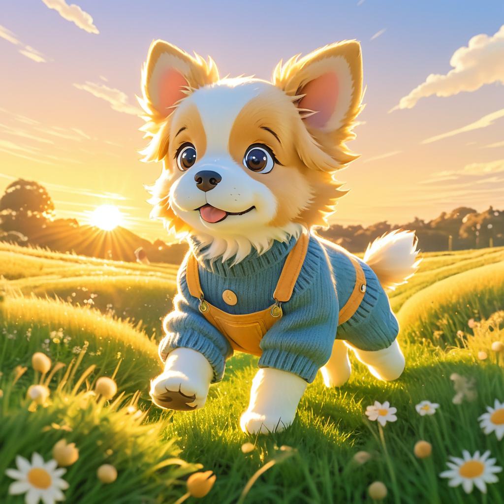 Playful Puppy in Enchanting Meadow