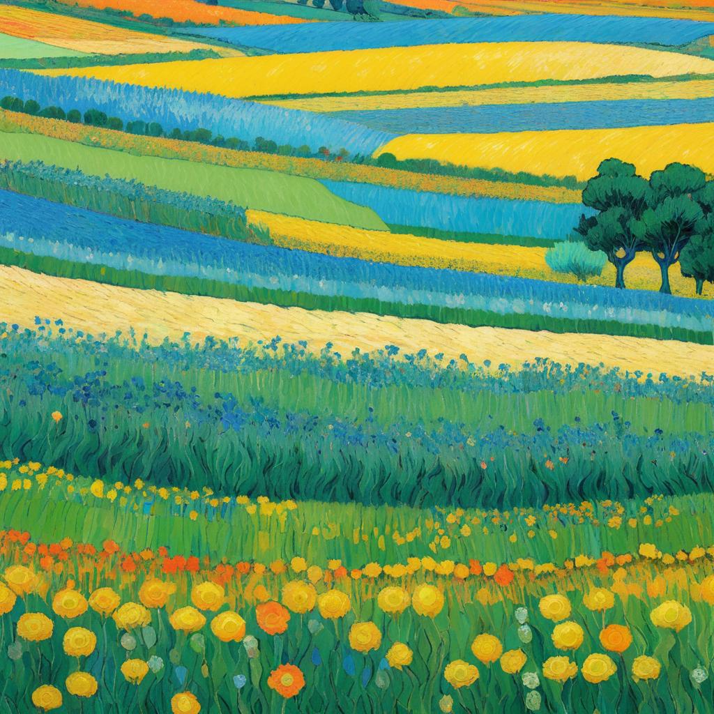 Vibrant Flower Fields Inspired by Van Gogh