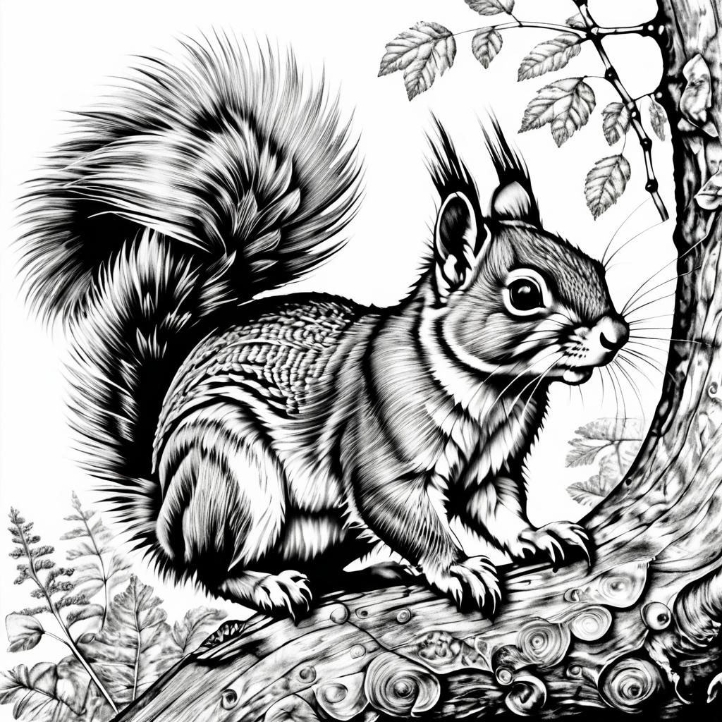 Intricate Squirrel Drawing by Dürer