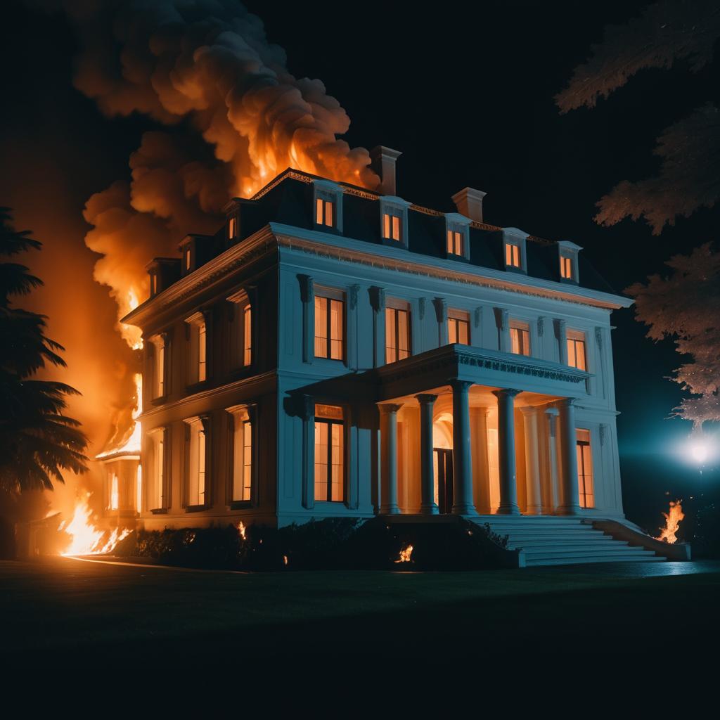 Haunting Elegance of a Burning Mansion