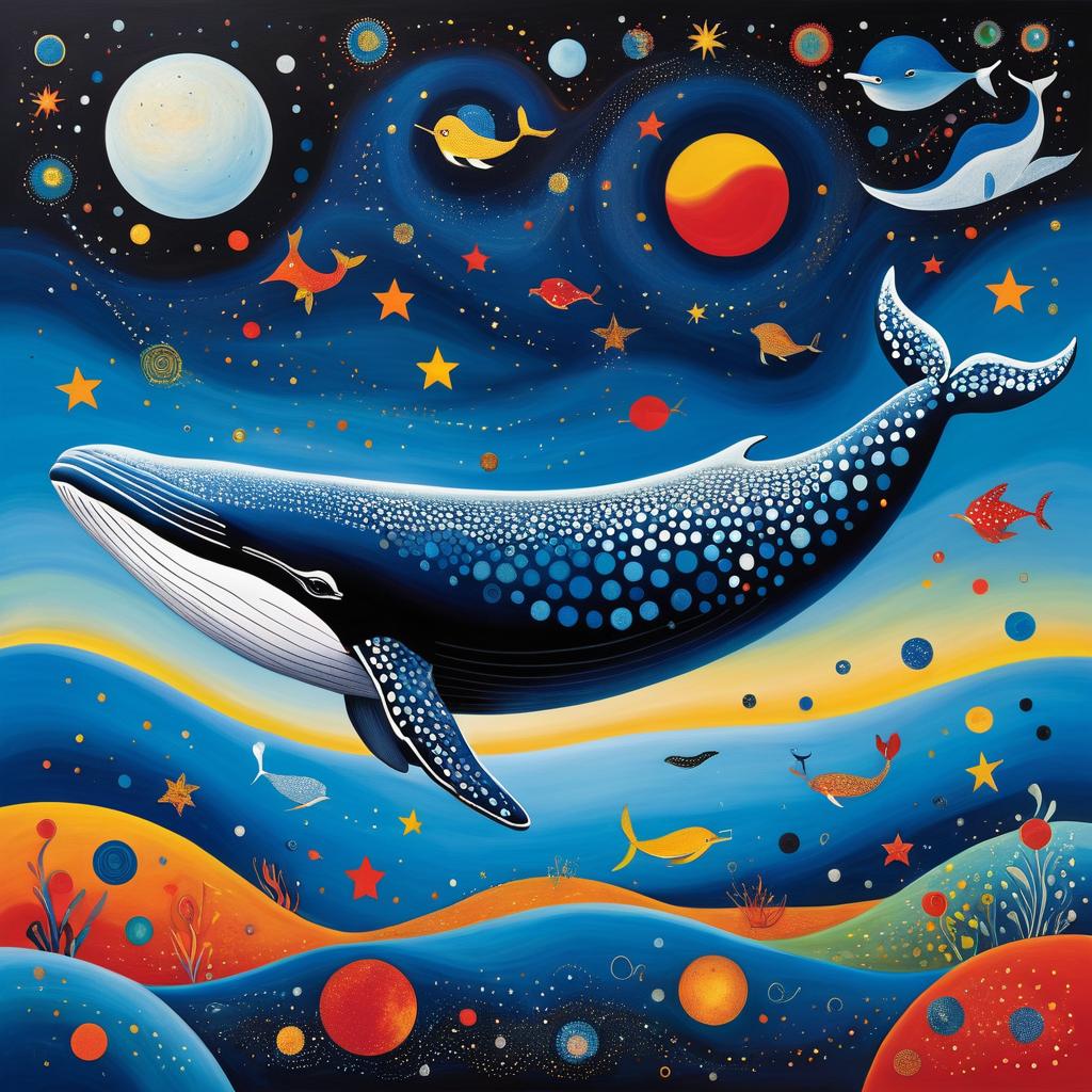 Surreal Whale Swimming in Outer Space