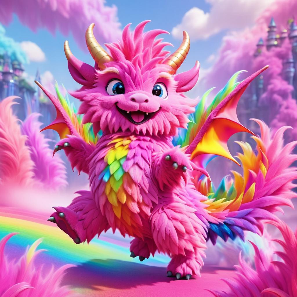 Whimsical Pink Fluffy Dragon Dance