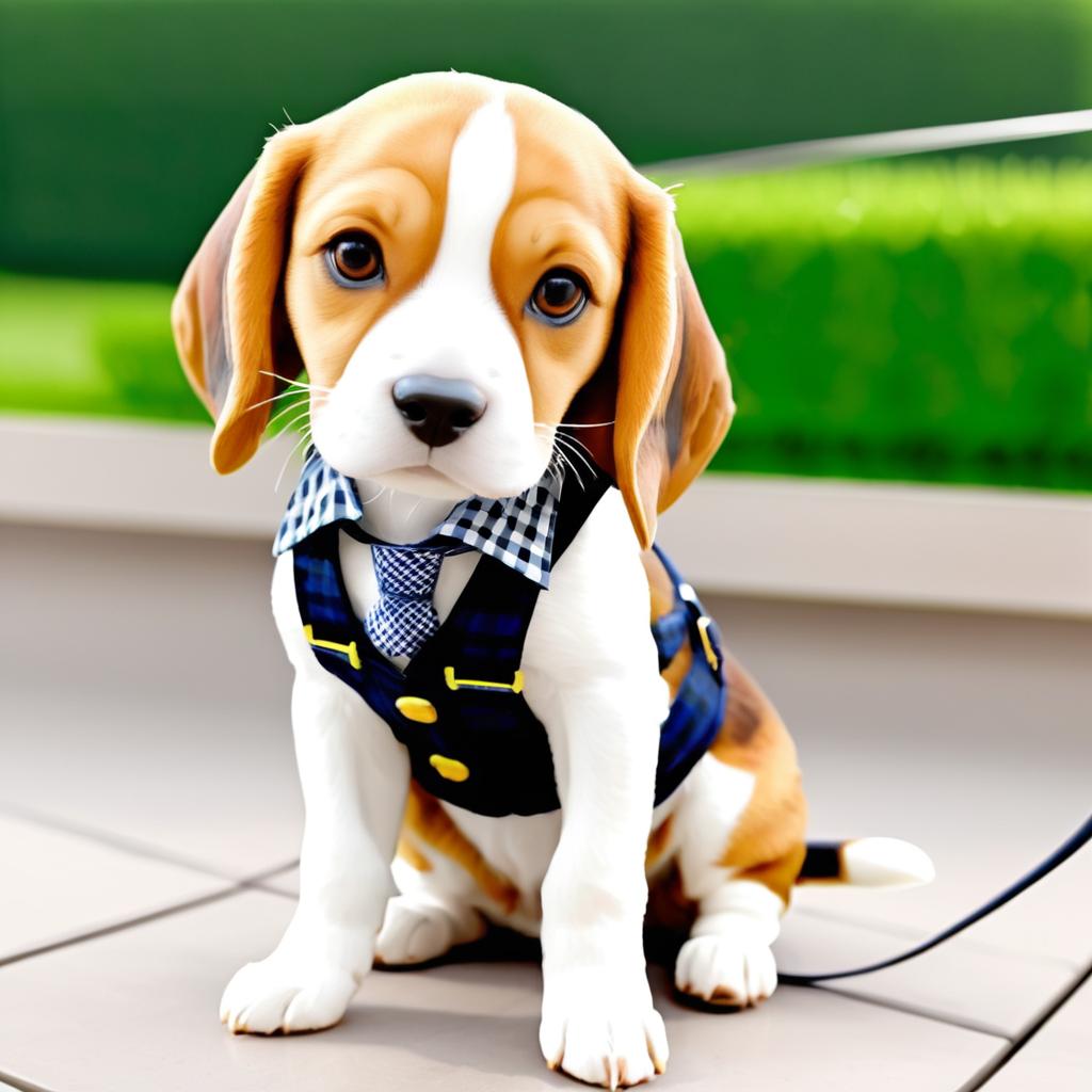 Beagle in Overalls with Accessories