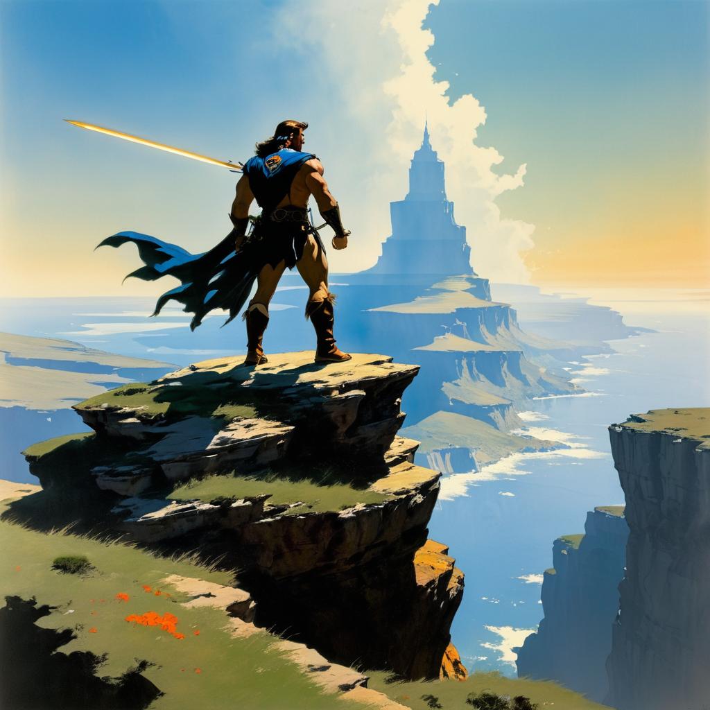 Legendary Hero on Cliff Matte Painting