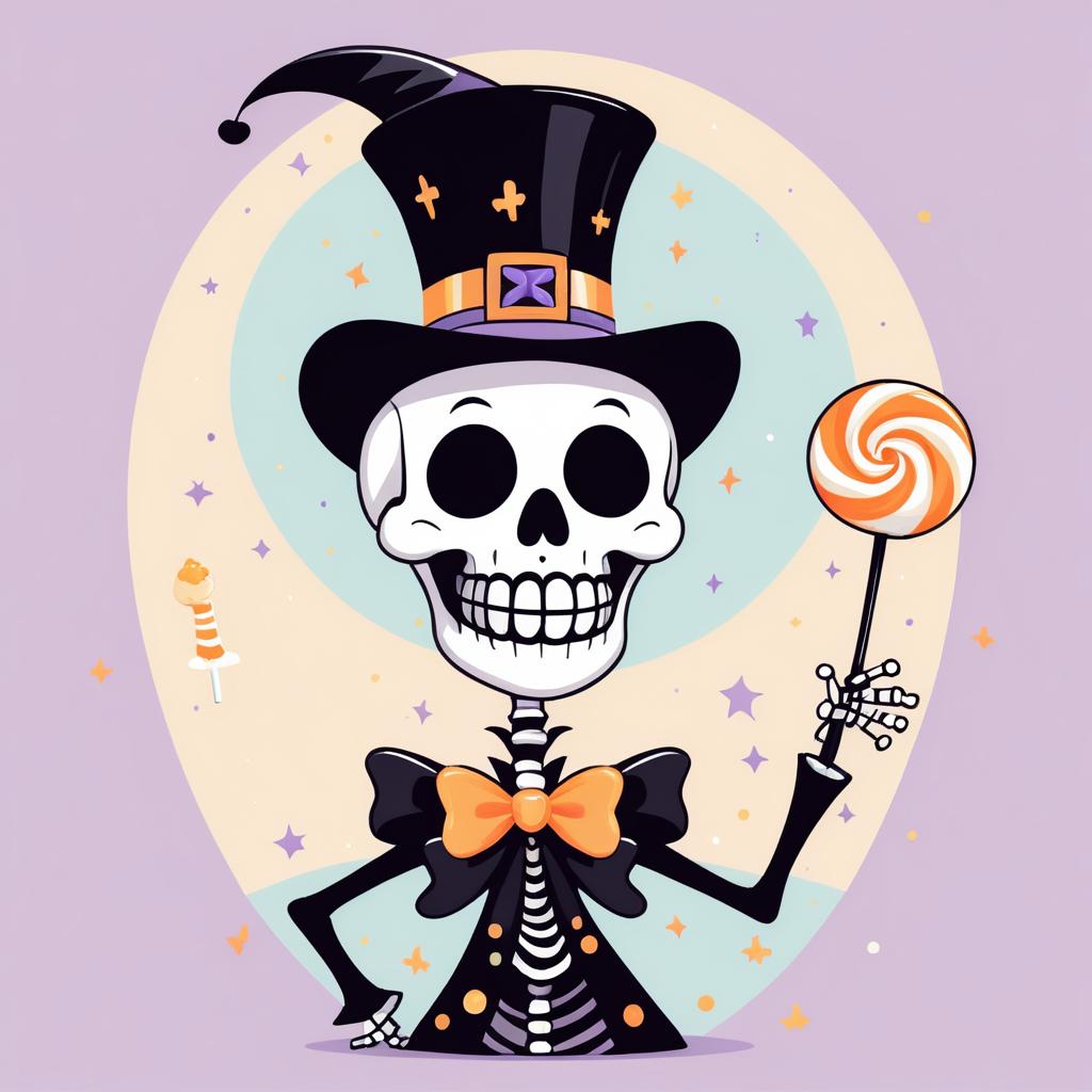 Cheerful Skeleton in Pastel Halloween Vibes