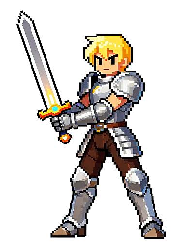 Pixel Art Wizard in Silver Bronze Armor