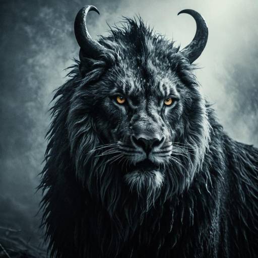 Mythical Beast with Horns in Mist