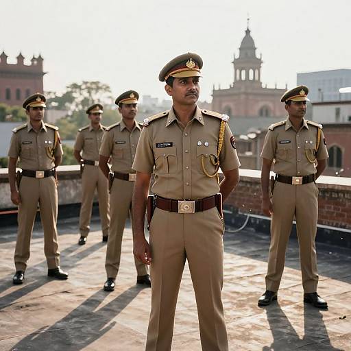 Indian Police Uniform on Historic Rooftop