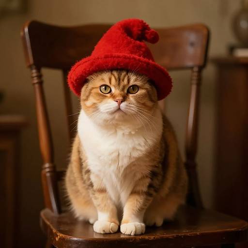 Graceful Cat in Red Hat