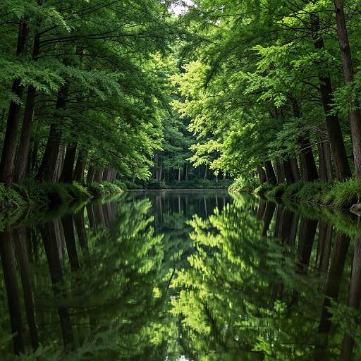 Surreal Forest Reflection Corridor