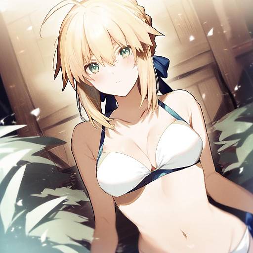 Illustration of Artoria pendragon (swimsuit archer) (fate), fate (series) in the style of Nochita shin