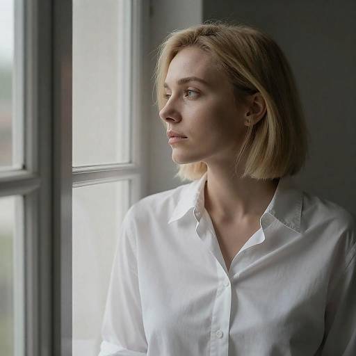 Pensive Woman Gazing Out the Window