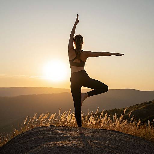 Sunset Yoga on Rocky Outcrop
